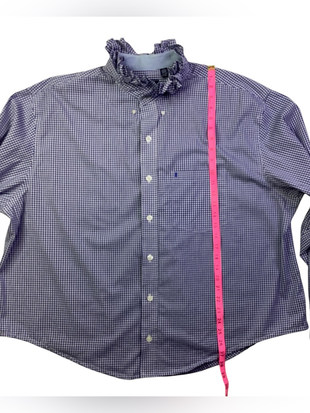Izod Upcycled Navy and White Gingham Shirt - Picture 9 of 10